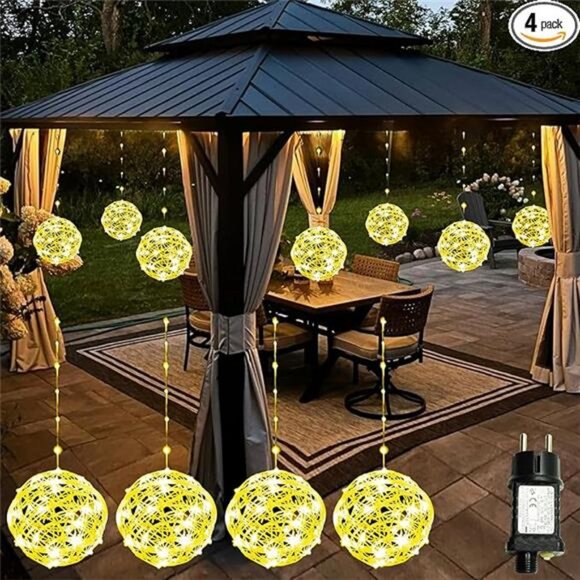 4 Pack 160Led Christmas Ball Lights for Tree Outdoor, 8 Modes 7.87in Globe Light - Picture 7 of 7
